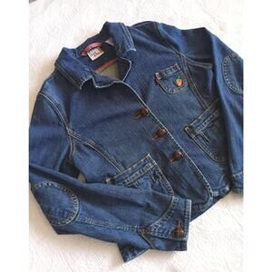 Women's Levi's Denim Jacket/Blazer with Embroidered Strawberry Size Large